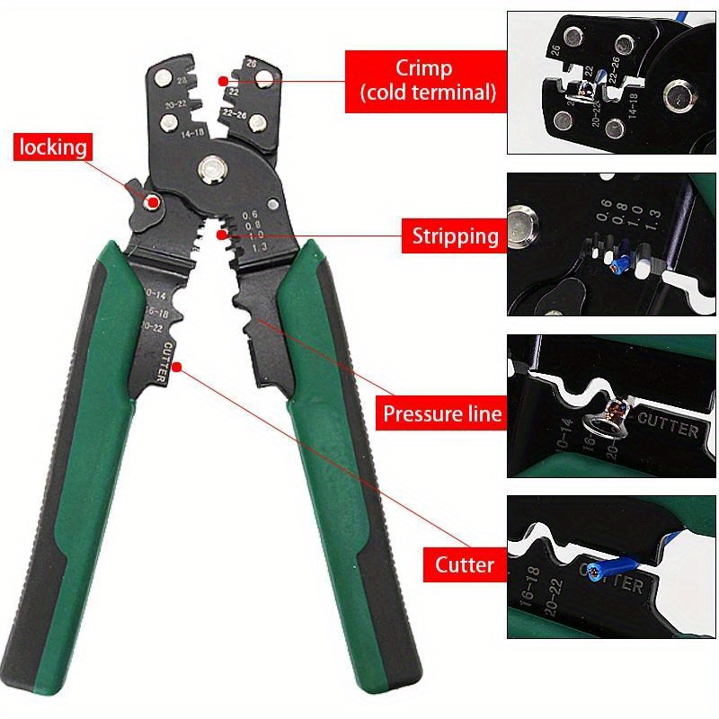 

1pc Promaster 4-in-1 Multifunctional Crimping Pliers, Carbon Steel & Plastic, Wire Stripper, Cutter, Terminal Crimp Tool For Wiring Accessories