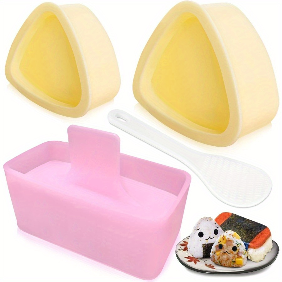 

3pcs Sushi & Rice Ball Maker Set - Durable Pp Plastic, Easy-release Triangle Shapes For Diy Sushi, , And Seaweed Wraps - Perfect For Kids' Lunchboxes & Bento Boxes