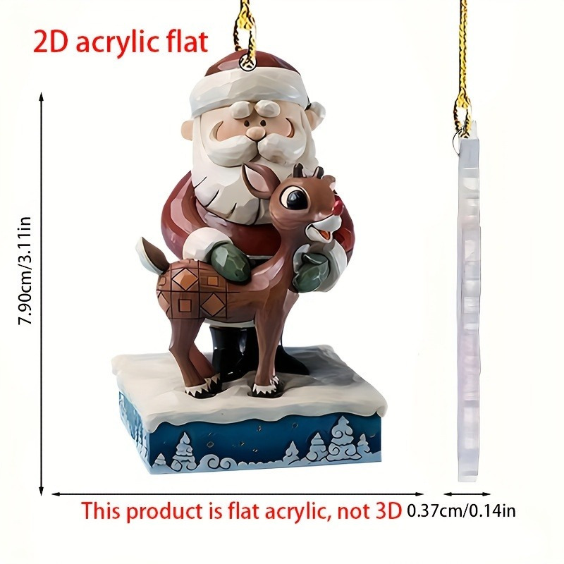 

1pc Deer Old Man, Acrylic Decorative Pendant, Car Accessories, Christmas Tree Ornament, 2d Flat Pendant Decoration