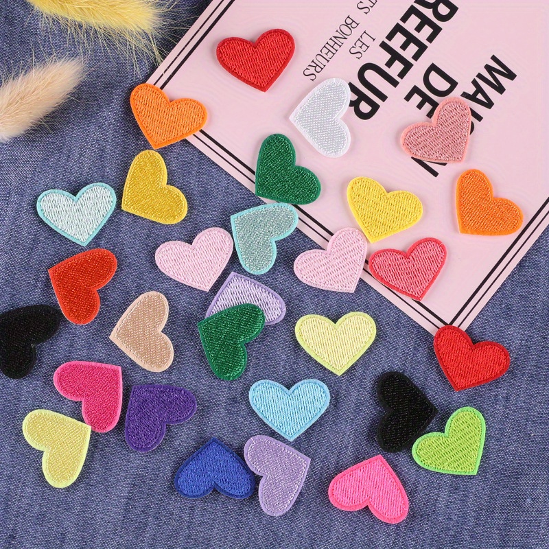 

15pcs Heart Embroidery Patches, Iron-on/sew-on Appliques For Jackets, Backpacks, Jeans, T-shirts & Bags, Hot Stamping, Shoes