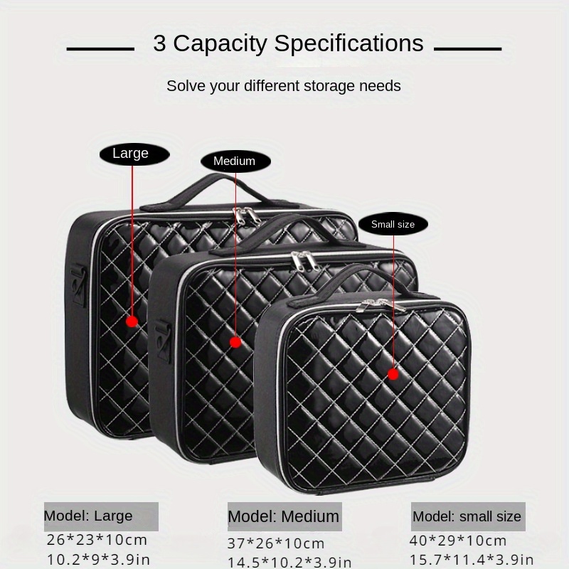 everyday   large capacity waterproof makeup bag quilted travel cosmetic organizer for brushes beauty tools and manicure accessories portable artist storage case with multiple compartments beauty tool organizer stylish artist case waterproof interior lining cosmetic bag Product details 2