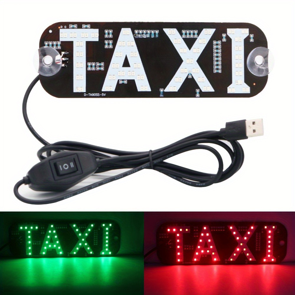 

1pc Taxi Car Usb Dual Color (red/green) Taxi Sign Light Rental Car Led Decoration