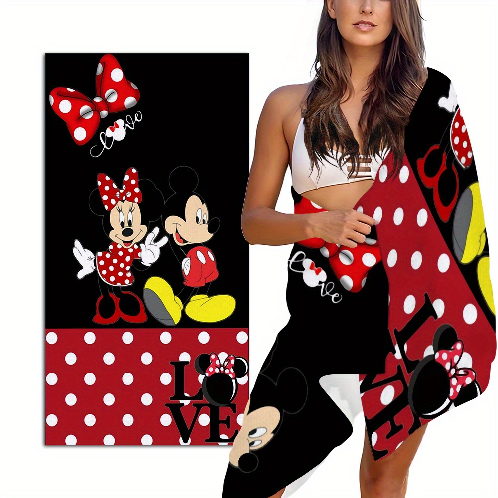 

1pc Disney Mickey Mouse Cartoon Square Towel, Waterproof Fashion Quick-drying Bath Towel, Outdoor Absorbent Soft Sports Beach Towel