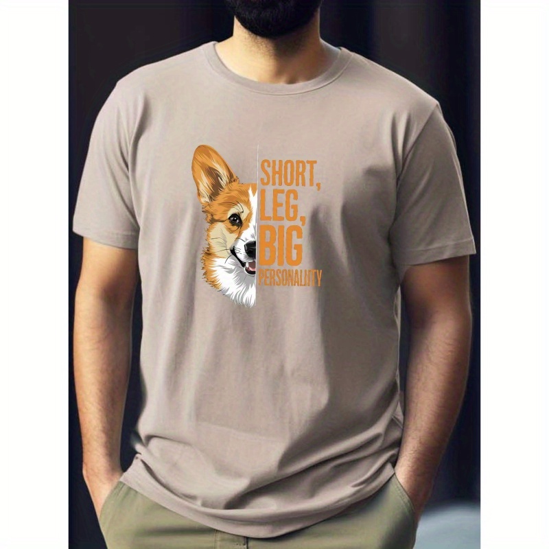 

Corgi Print Tee Shirt, Tees For Men, Casual Short Sleeve T-shirt For Summer