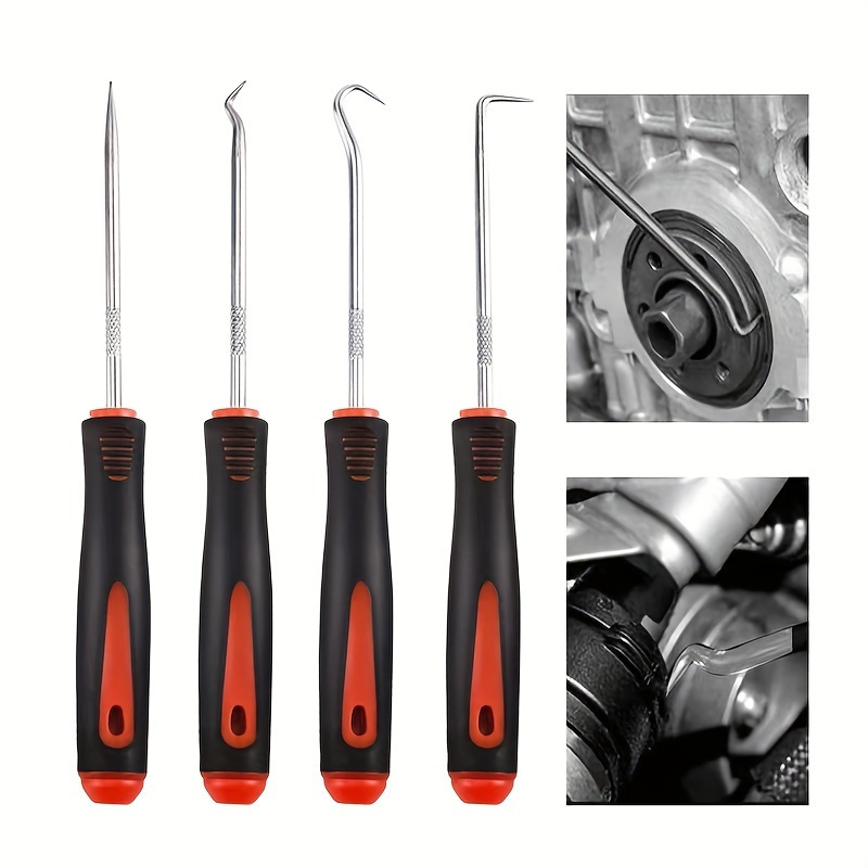 TEMU Precision Pick & Hook Set With Scraper: 4 Pcs/ 11 Pcs Automotive Electronics Maintenance Tools - High-quality Material, Non-slip Design