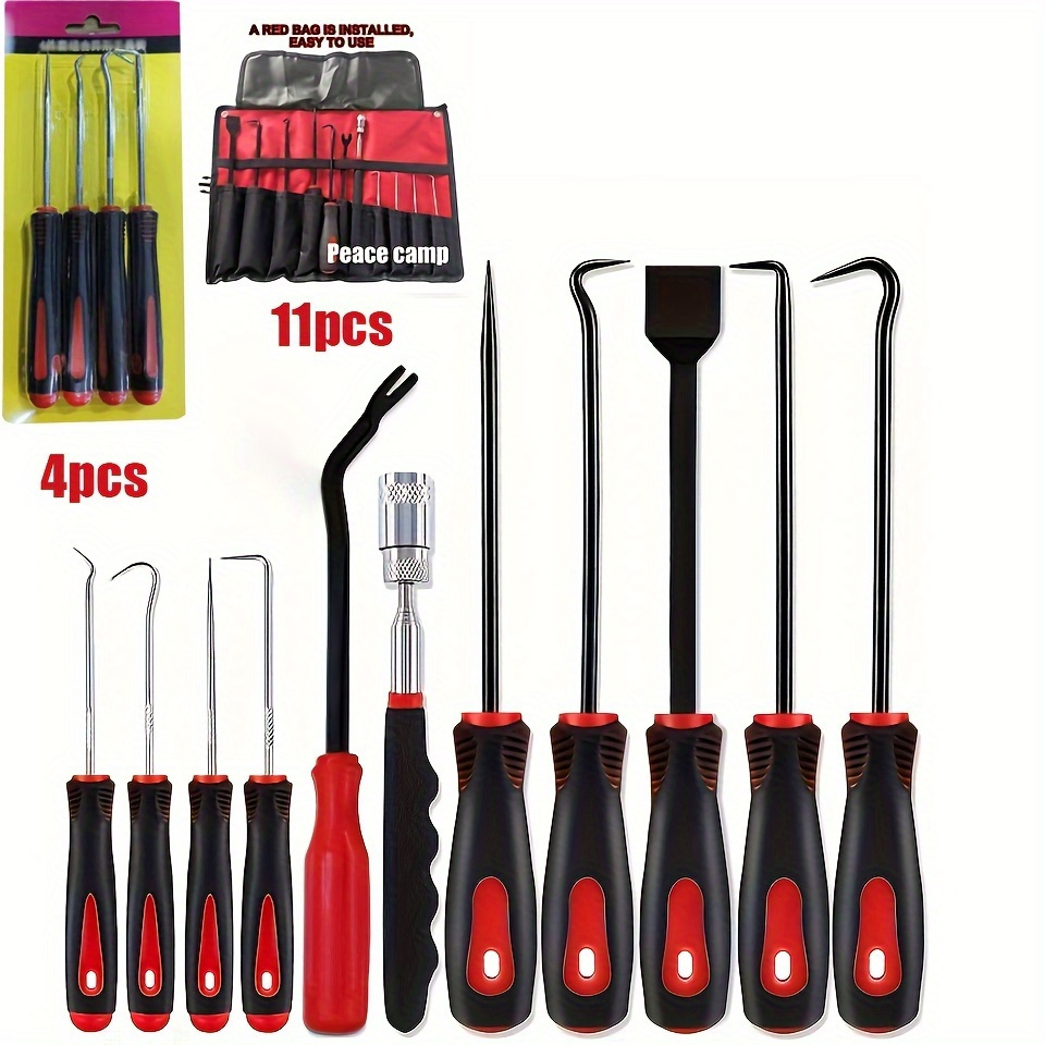 TEMU Precision Pick & Hook Set With Scraper: 4 Pcs/ 11 Pcs Automotive Electronics Maintenance Tools - High-quality Material, Non-slip Design