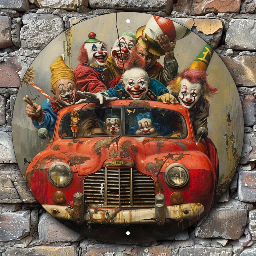

1pc Aluminium Wall Art Cut-out, Clown Car Extravaganza, Durable Weather-resistant Metal Sign, Ideal For Wedding, Bridal Shower, Birthday, Bachelor Party, Anniversary Decoration