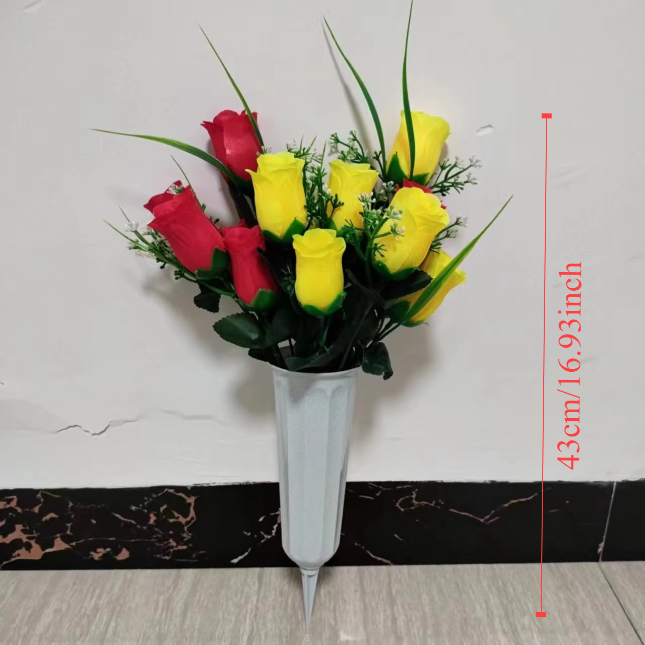 elegant artificial graveyard flowers with vase perfect for memorials funerals cemetery decorations