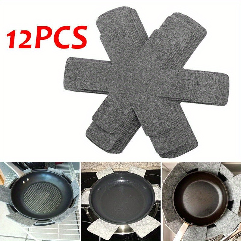TEMU 12pcs Felt Pad Anti Cookware Pot Pan Utensils Grey Cookware Accessories
