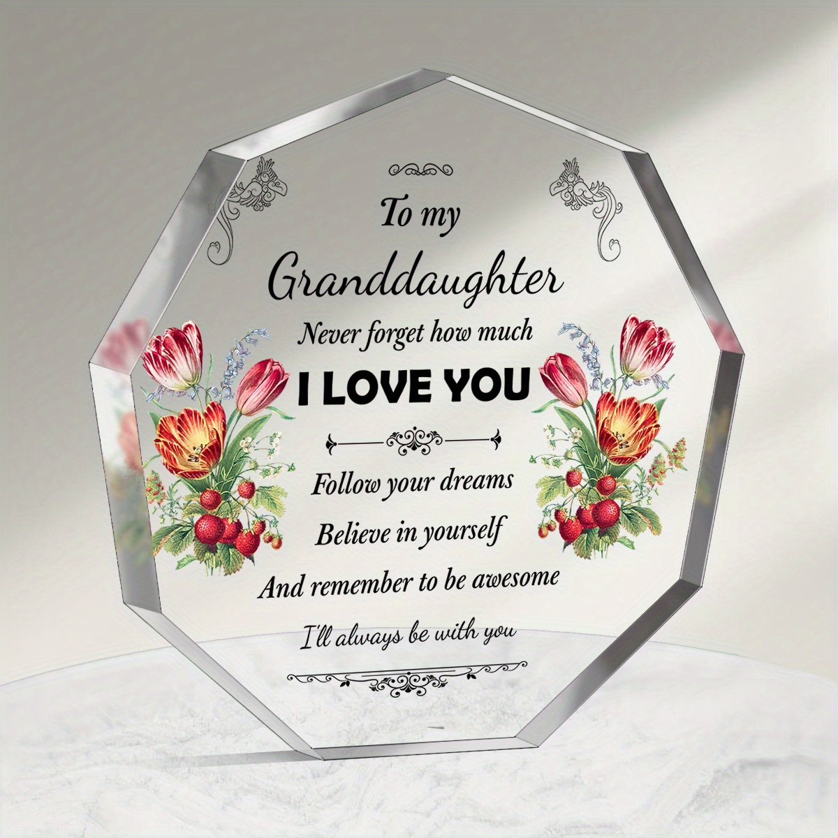 

Cherished Granddaughter Gift - Acrylic Desktop Decor From Grandma & Grandpa, Perfect Birthday Or Commemorative Present