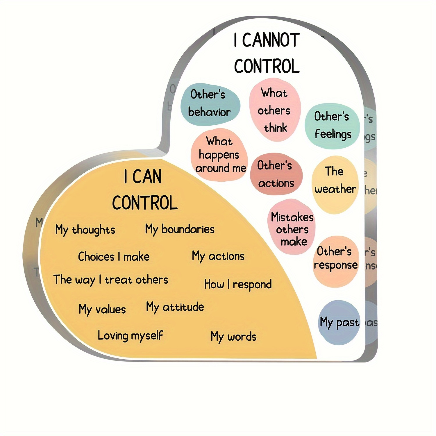 

Mindfulness Acrylic Heart Decor - 'things I Can Control' Mental Health Sign, Perfect For Therapist Offices & Home Decor, 3.9" X 3.9