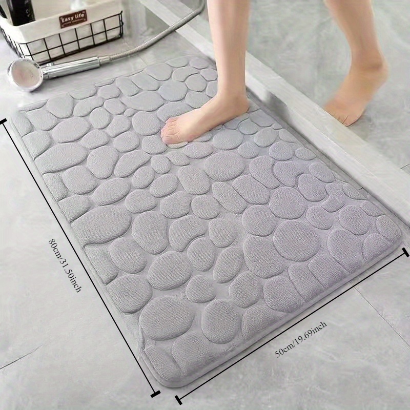 cobblestone embossed memory foam bath mat non slip hand washable shower carpet for bathtub bathroom floor christmas halloween gift decoration details 0