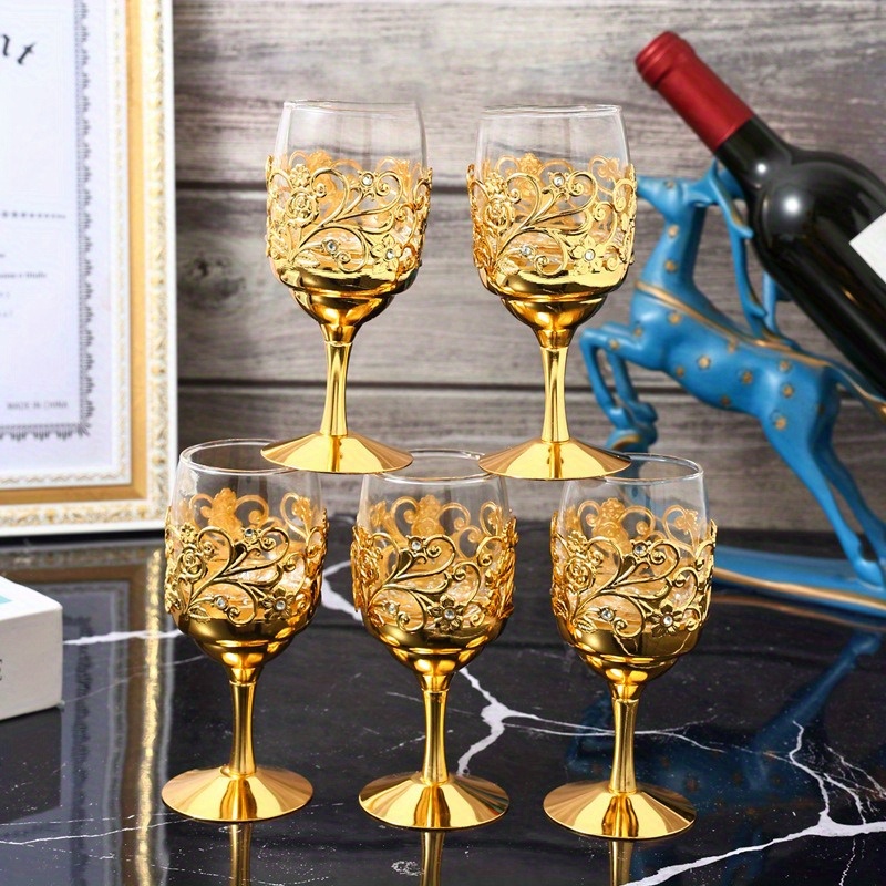 elegant art glass wine cups sustainable metal iron reusable handwash only perfect for weddings special occasions 1pc 6pcs set details 3