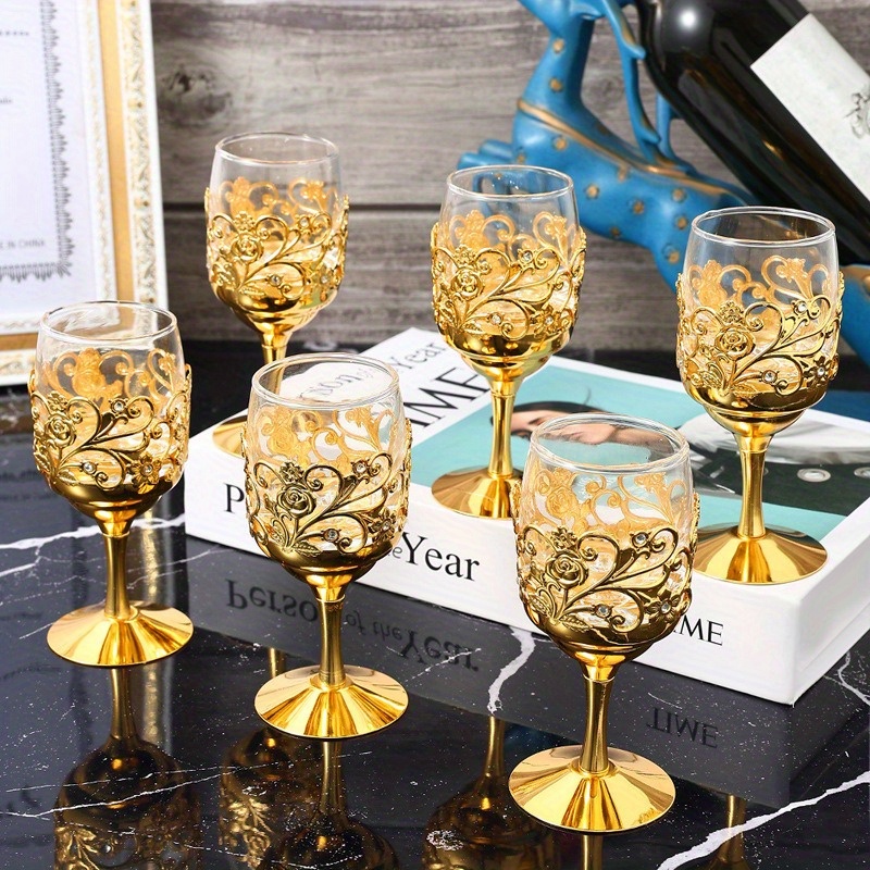 elegant art glass wine cups sustainable metal iron reusable handwash only perfect for weddings special occasions 1pc 6pcs set details 4