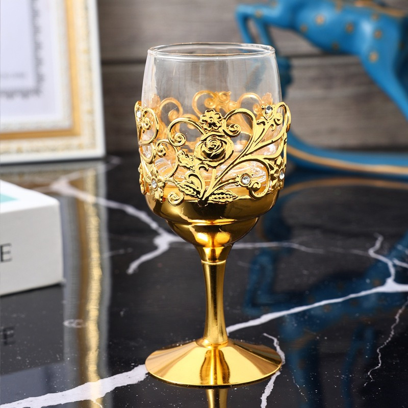 elegant art glass wine cups sustainable metal iron reusable handwash only perfect for weddings special occasions 1pc 6pcs set details 2