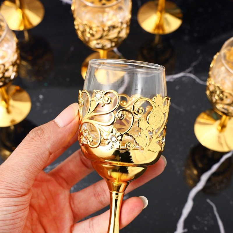 elegant art glass wine cups sustainable metal iron reusable handwash only perfect for weddings special occasions 1pc 6pcs set details 1