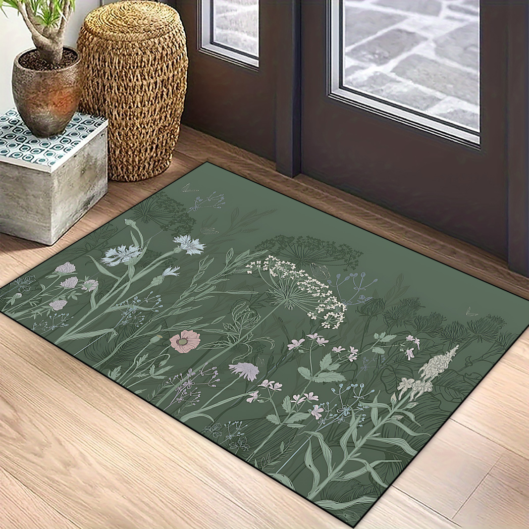 

Floral Welcome Door Mat - Anti-slip, Washable Entrance Rug For Home & Office Decor, Perfect For Entryways, Living Rooms, And High Traffic Areas - Available In 3 Sizes (19.7x31.5", 23.6x35.4", 31x47")