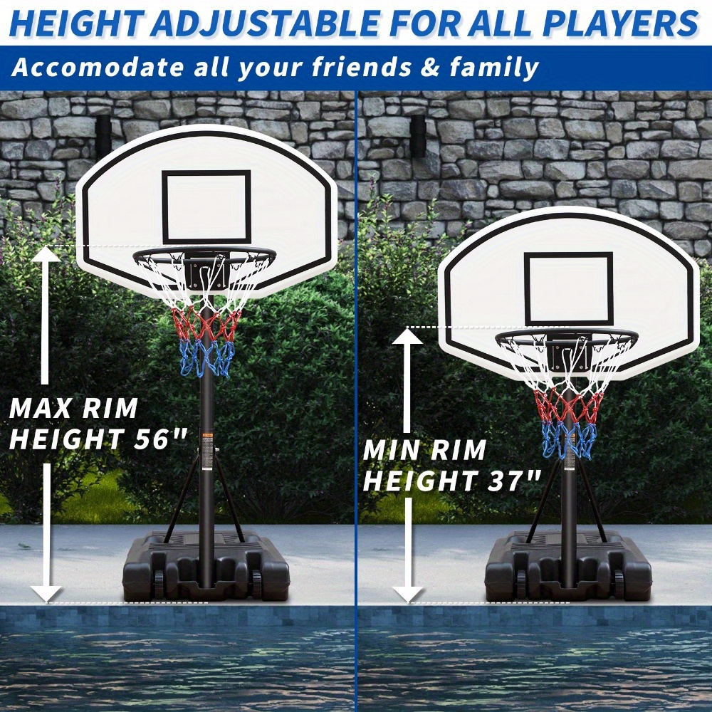 

Adjustable Height Portable Poolside Basketball Hoop For Kids - 3.1-4.1 Feet
