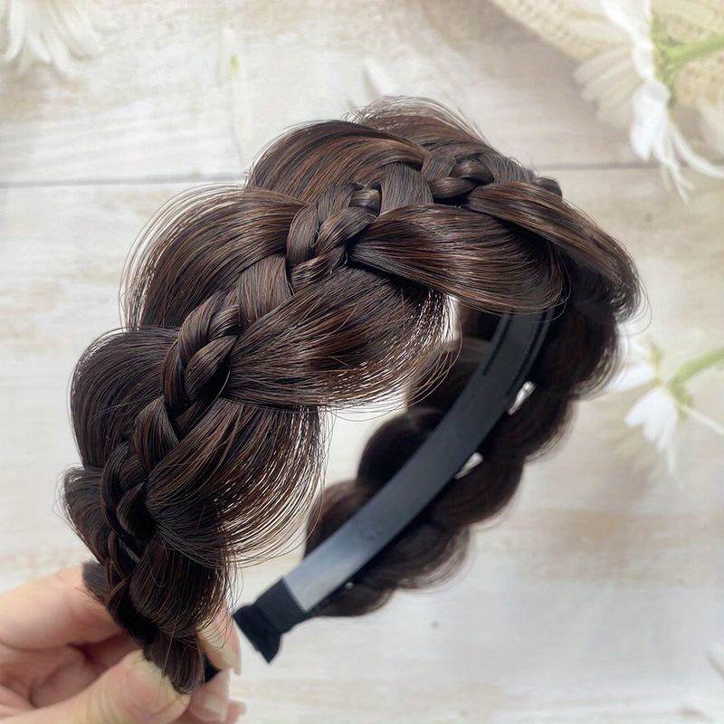 

1pc Elegant & Cute Braided Hair Hoop With Non-slip Grip - Stylish Wide Synthetic Braid, Comfortable Fit - Fashion Hair Accessory For Daily Wear & Special Occasions, Ideal Gift For Her