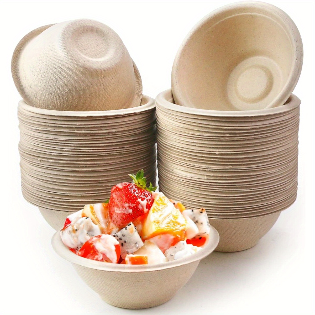 

50pcs Small Disposable Soup Bowls , Chili Bowls, Recycled Paper Bowls For Hot Soup, Ice Cream, Salad, Sna, Dessert, Pasta, Picnic, Side Dishes Degradable Bowls Bowls For Food Disposable Bowls