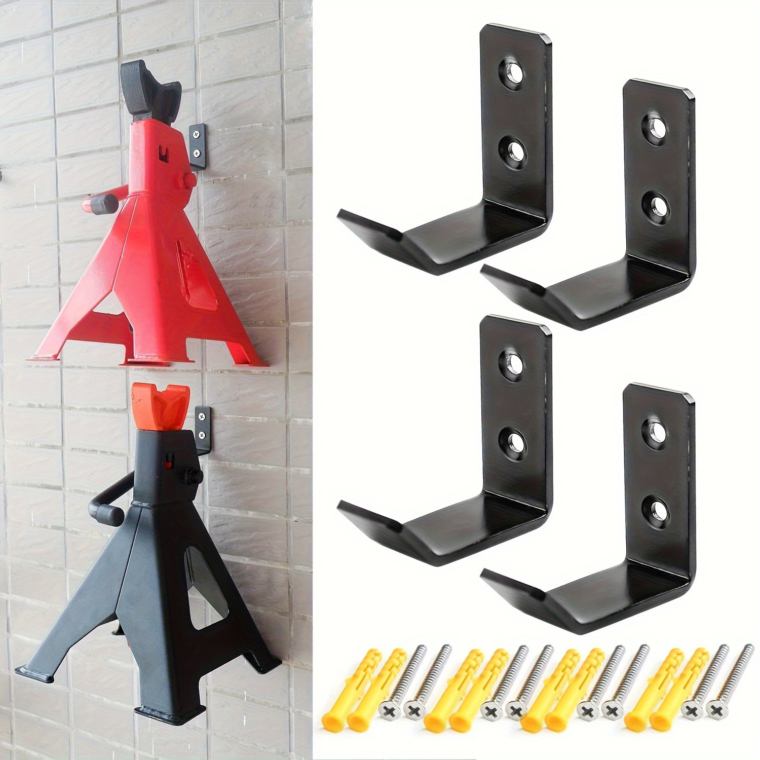 

Heavy-duty Stainless Steel Jack Stand Holder - Wall Mounted Organizer, Fits 2/3/4 Ton Jacks, 2/4pcs