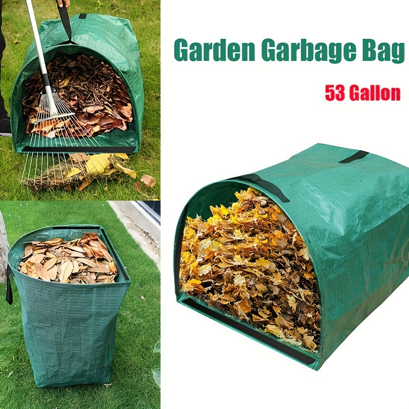 

53 Gallon Reusable Yard Waste Bag - Durable Plastic Garden Debris And Leaf Collection Bag, Portable Collection Container With Large Capacity For Organizing Outdoor Spaces