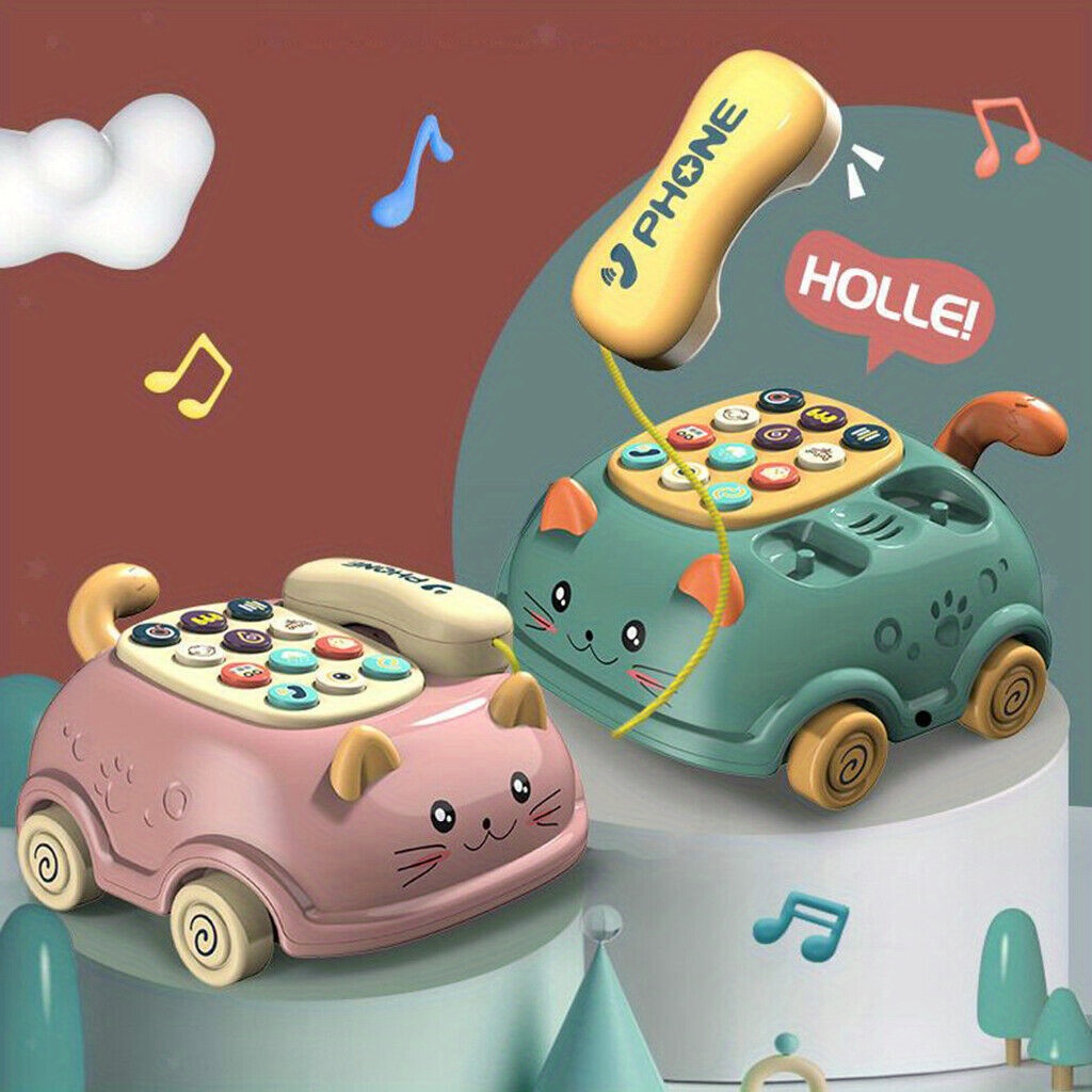 cute cat musical telephone toys multifunctional chinese and english bilingual simulation telephone   day christmas new year gift best choice details 0