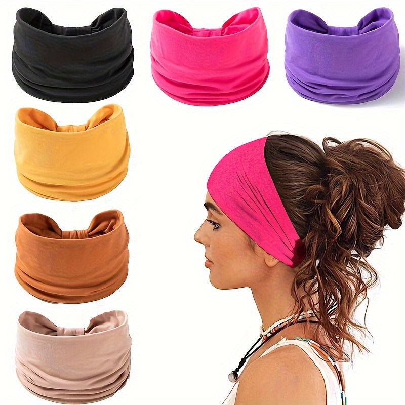 

6-piece Sweat-wicking Non-slip Headbands For Yoga, Running & Fitness - Breathable Cotton Blend, Stylish Knot Design In Assorted Colors