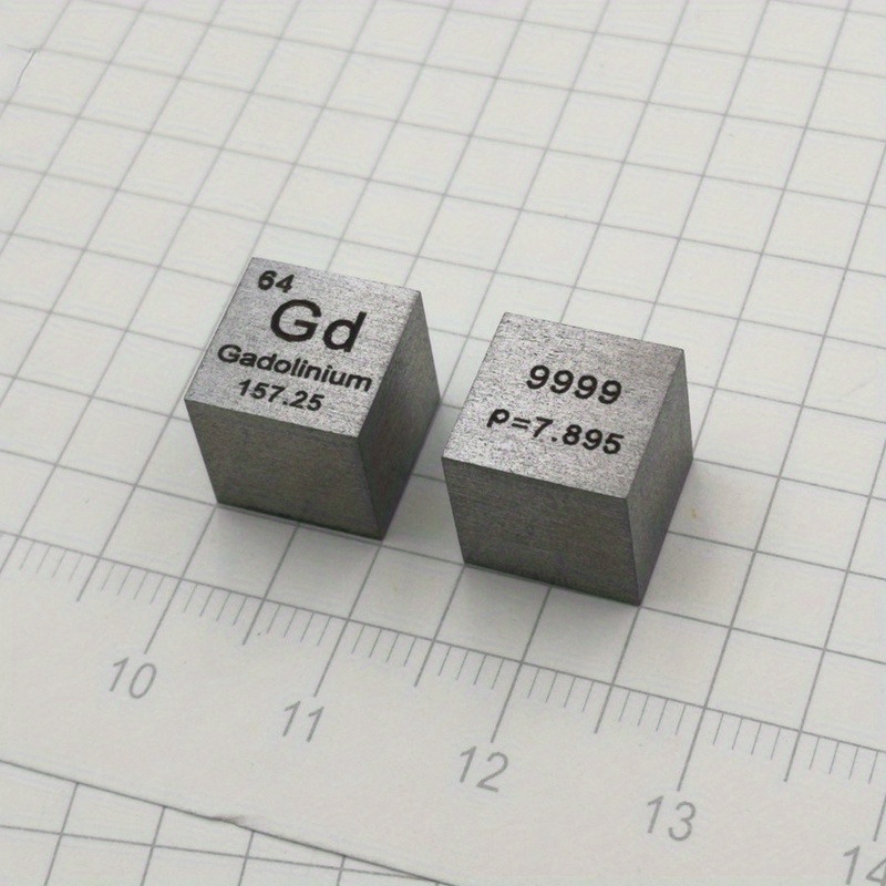 

High Purity Gadolinium Metal Gd Periodic Phenotype Cube - 10mm, 99.99% Purity, Ideal For Hobby Display And Chemistry Teaching