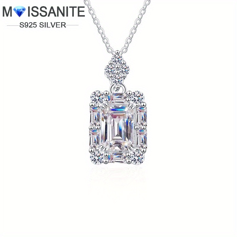 

Elegant 925 Sterling Silver 1 Carat Moissanite Solitaire Pendant Necklace Radiant Cut For Women - Classic Design, Engagement, Wedding, Party Jewelry With Gift Box, 3g