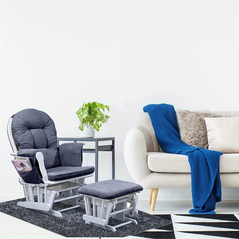 Glider Rocker Replacement *ions Cover Set, Soft Velvet Chair *ion Stool  Pad Set Warm Cover Rocking Chair *ions Total Chair Pad