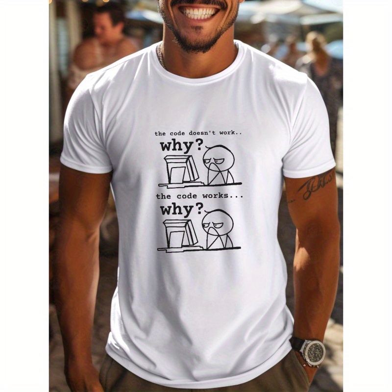 

Men's T-shirt, Funny It Programmer Print Short Sleeve Crew Neck Tees For Summer, Casual Outdoor Comfy Clothing For Male