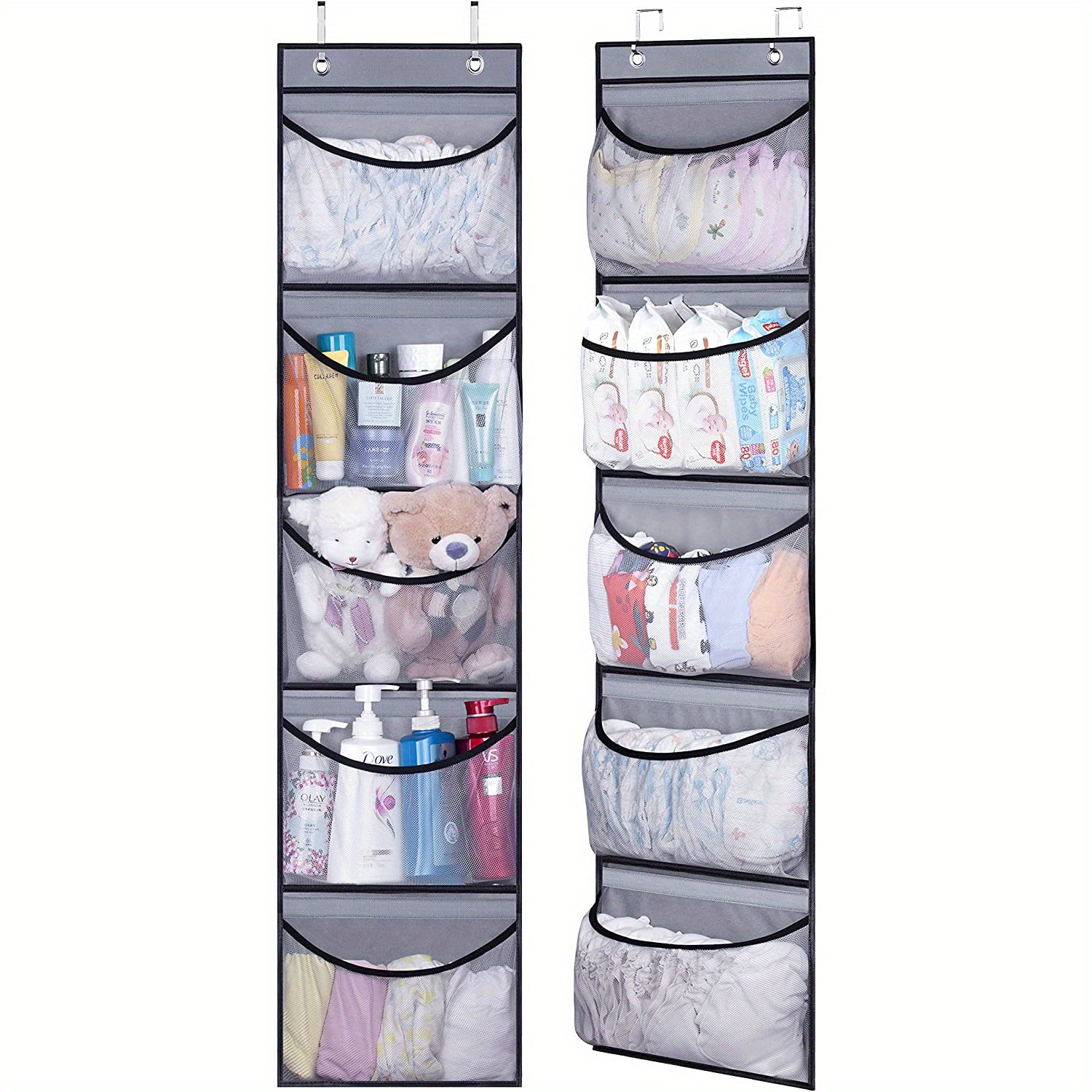

5-layer Over-the-door Organizer - Large Hanging Storage Bag For Toys, Clothes & Sundries - Durable Non-woven Fabric With Lining Board