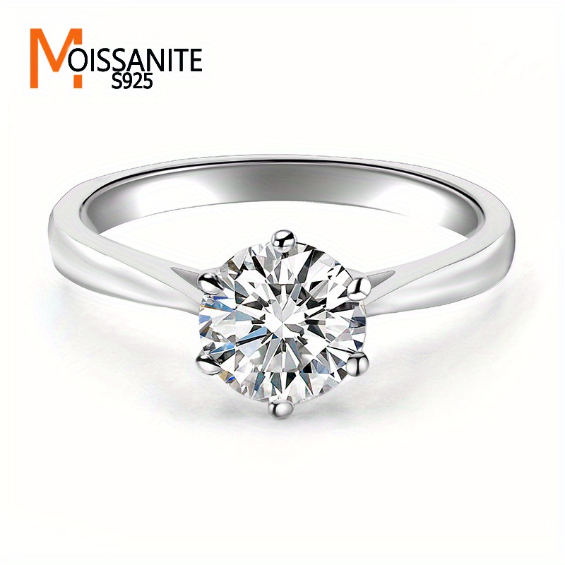 

1ct/2ct/3ct/5ct Moissanite Diamond Ring, 925 Sterling Silver, Vintage Elegant Unisex Design, Perfect For Engagement, Wedding, Anniversary, Party, Daily Wear, Gift Box Included