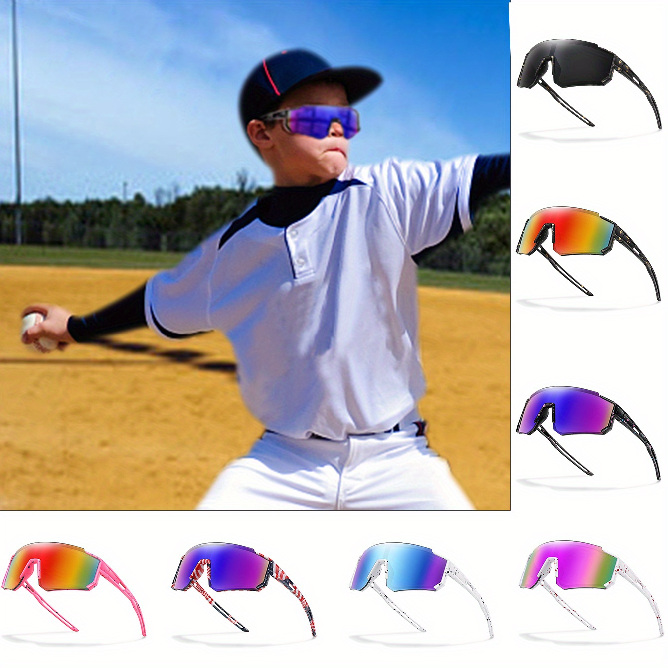 

1pc/2pcs/3pcs Boys And Girls Fashion Glasses, Multiple Sets, Perfect Festival Gifts, Trendy Glasses For Outdoor Sports, Running, Cycling Tennis, Baseball