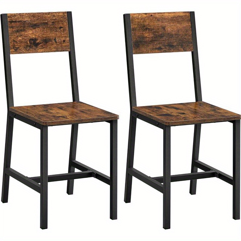 

Vasagle Dining Chair Set Of 2, Rustic Wood Chairs With Metal Steel Frame, Easy To Assemble, Stable, Comfortable Seat, Modern Farmhouse Chair For Kitchen, Bedroom, Living Room, Rustic Brown And Black