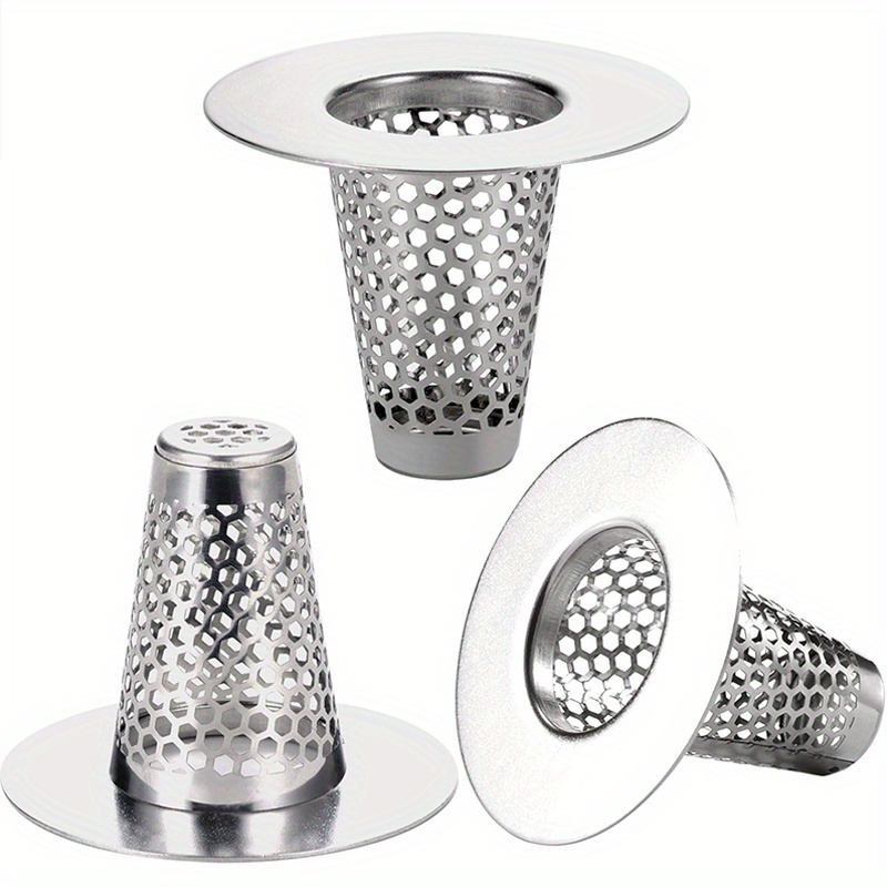

3-pack Stainless Steel Bathroom Sink Drain Strainer, Hair Catcher For 1.2"-1.6" Drain Hole, Small Cone Tub Drain Cover, No Electricity Needed.