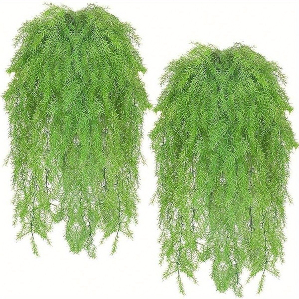 TEMU 2pcs Artificial Greenery Ferns Hanging Fake Hanging Ivy Vine Pine Needle Hanging Plastic Plant For Indoor Outdoor Decor