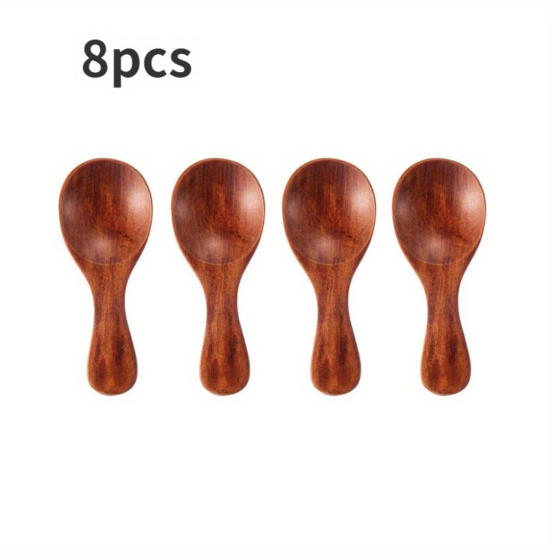 TEMU 8pcs Mini Wooden Spoons, Small Kitchen Spice And Seasoning Spoons, Sugar Tea And Coffee Spoons, Short Handled Wooden Spoons, Kitchen Tools