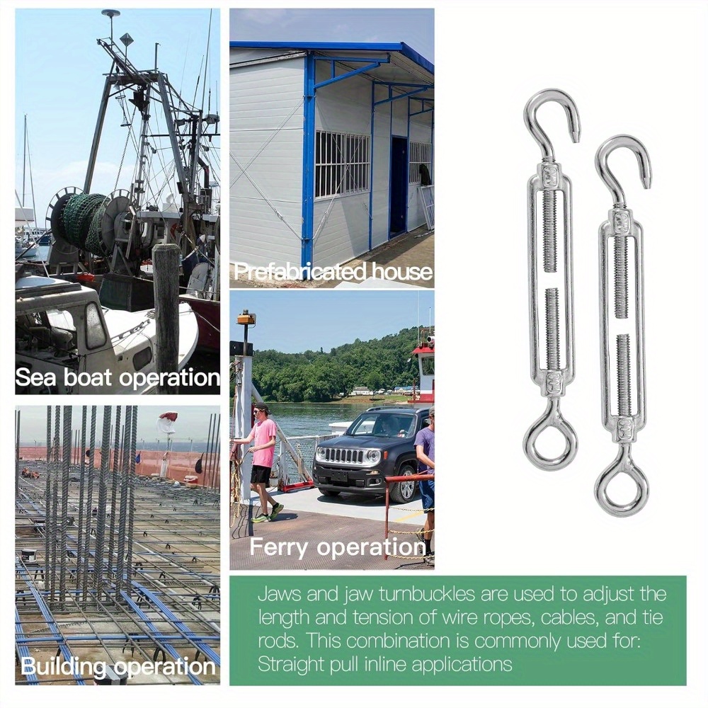 M12 Spannschloss Edelstahl 304 - Haken Und Auge Für Drahtseil (1 Stück)