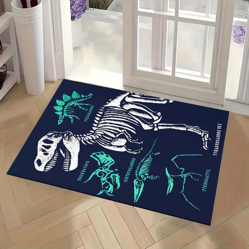 

800g Per 1pc Dinosaur Skeleton Theme Carpet, For Living Room, Washed, Outdoor, , Kitchen, Bedroom Carpet