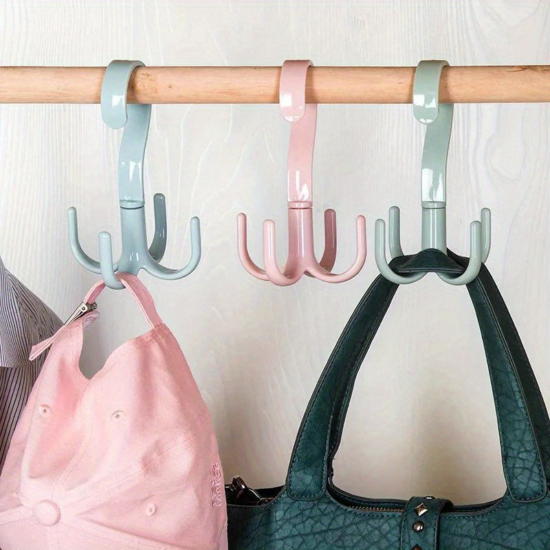 

3pcs Space Saving Rotated Hanger Hooks Wardrobe Clothes Rack Hanger Organizer Bag Hanger Shoes Belt Scarf Hanging Rack Closet Hanger