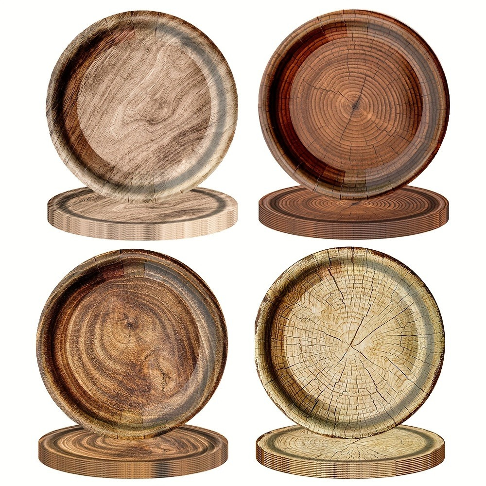 

Elegant Wood Grain Party Set - Disposable Plates, Cups & Napkins For Memorable Celebrations