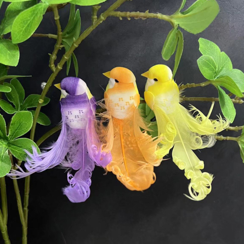 

6-pack Lifelike Feathered Birds - Colorful Foam Craft Accessories For Parties & Events