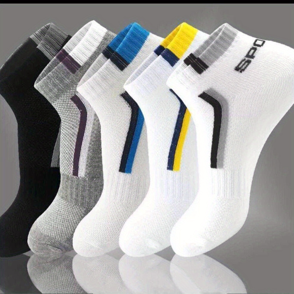 TEMU 5 Pairs Unisex Letter Graphic Socks, Sports & Breathable Low Cut Socks, Casual Stockings & Hosiery For Women & Men