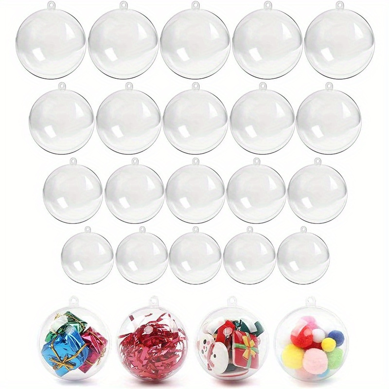 

20pcs Clear Plastic Fillable Ornament Balls For Christmas, Weddings & Parties - Versatile Home Decor