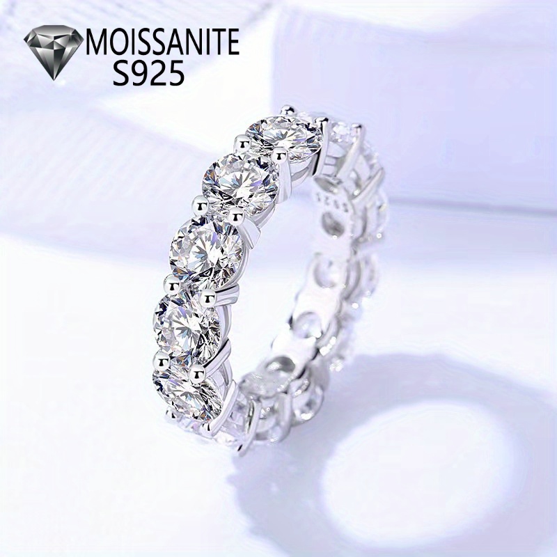 

925 Sterling Carat Moissanite Row Ring, New Luxury All-match, Suitable For Wedding, Proposal, , Suitable For Brides, , Bridesmaids And Best Men, Suitable For Honeymoon Dates, With Gift Box, About 5g