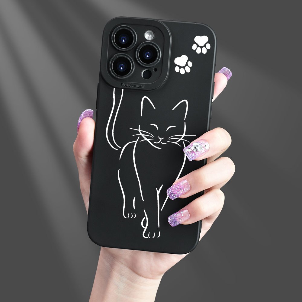 

Walking Cat Tpu Phone Case Bundle For 15/14/13/12/11 Series - Creative Cat Print Design, Flexible Protective Covers For Various Models