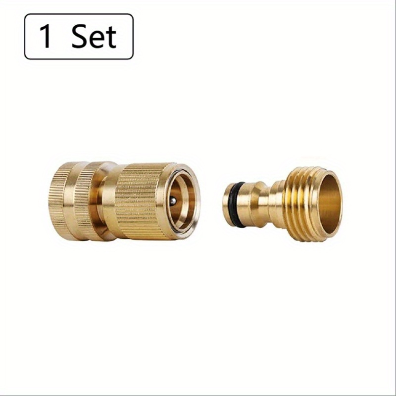 

Brass Garden Hose Quick Connectors Set, 3/4 Inches Ght Thread, Eu Standard, No-leak Water Hose Male And Female Value - 1 Set