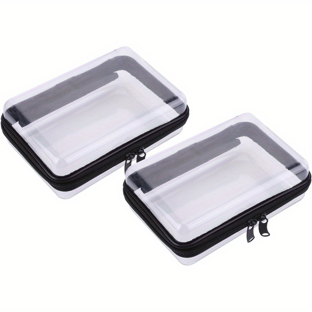 

2-piece Waterproof Clear Pvc Zippered Pouches - Stackable, Odorless Toiletry & Cosmetic Organizer For Travel Perfect For On-the-go Organization